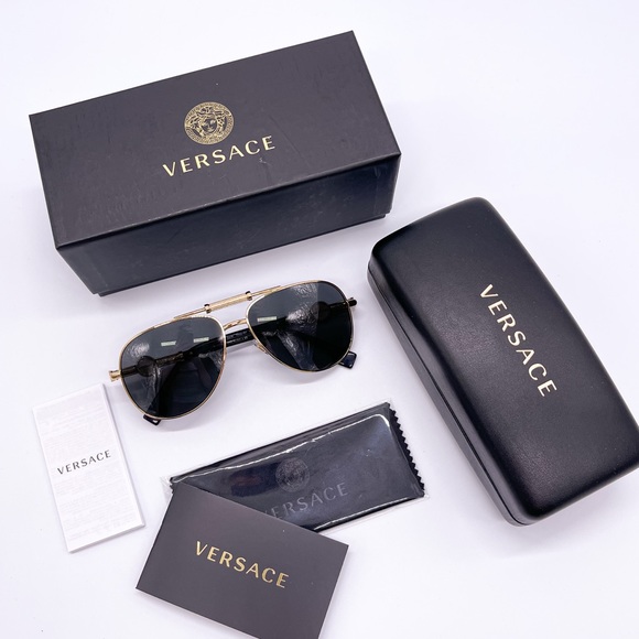 NEW VERSACE VE2236 100287 UNISEX AVIATOR SUNGLASSES MOD 2236 1002/87 - Picture 8 of 11